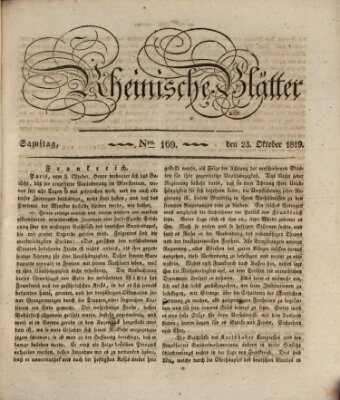 Rheinische Blätter Samstag 23. Oktober 1819