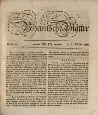 Rheinische Blätter Samstag 30. Oktober 1819