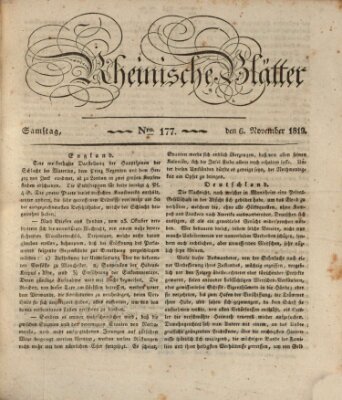 Rheinische Blätter Samstag 6. November 1819