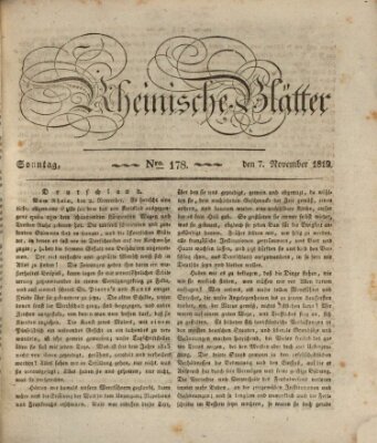 Rheinische Blätter Sonntag 7. November 1819