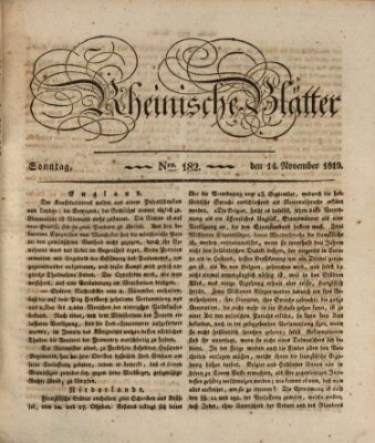 Rheinische Blätter Sonntag 14. November 1819