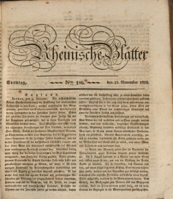 Rheinische Blätter Sonntag 21. November 1819