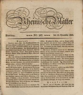 Rheinische Blätter Dienstag 23. November 1819