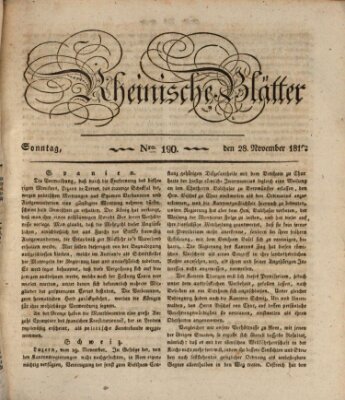 Rheinische Blätter Sonntag 28. November 1819