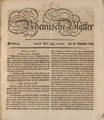 Rheinische Blätter Sonntag 19. Dezember 1819