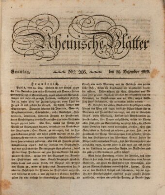 Rheinische Blätter Sonntag 26. Dezember 1819