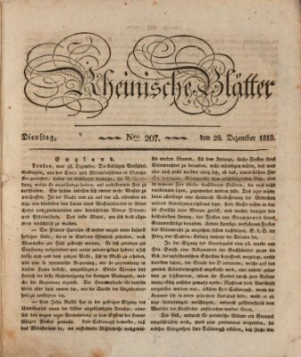 Rheinische Blätter Dienstag 28. Dezember 1819