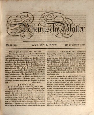 Rheinische Blätter Sonntag 9. Januar 1820