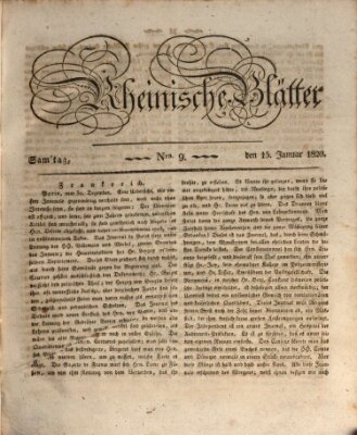 Rheinische Blätter Samstag 15. Januar 1820