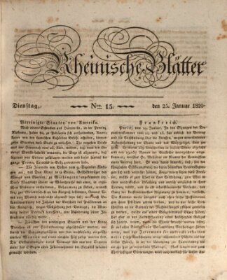 Rheinische Blätter Dienstag 25. Januar 1820