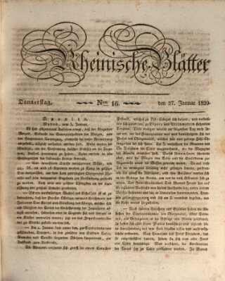 Rheinische Blätter Donnerstag 27. Januar 1820