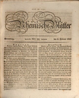 Rheinische Blätter Sonntag 6. Februar 1820