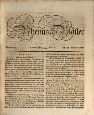 Rheinische Blätter Samstag 12. Februar 1820