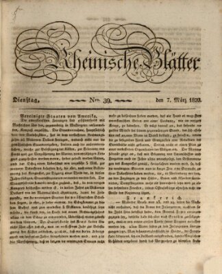 Rheinische Blätter Dienstag 7. März 1820