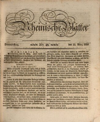 Rheinische Blätter Donnerstag 23. März 1820