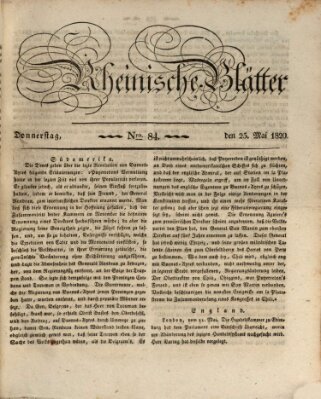 Rheinische Blätter Donnerstag 25. Mai 1820