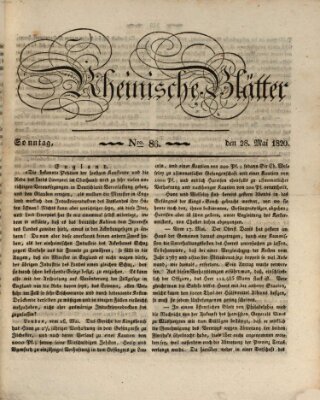 Rheinische Blätter Sonntag 28. Mai 1820