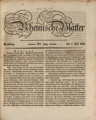 Rheinische Blätter Samstag 1. Juli 1820