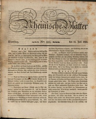 Rheinische Blätter Dienstag 11. Juli 1820