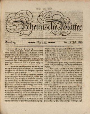 Rheinische Blätter Samstag 15. Juli 1820