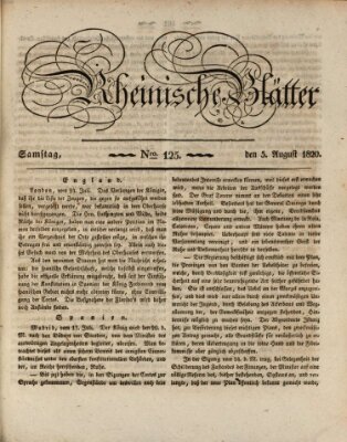 Rheinische Blätter Samstag 5. August 1820