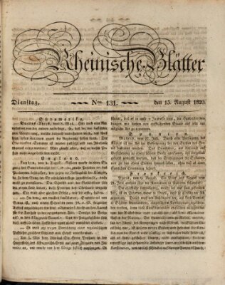 Rheinische Blätter Dienstag 15. August 1820