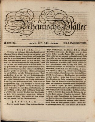 Rheinische Blätter Sonntag 3. September 1820