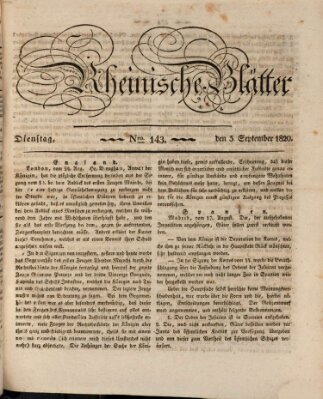 Rheinische Blätter Dienstag 5. September 1820