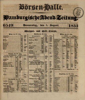 Börsen-Halle Donnerstag 1. August 1833