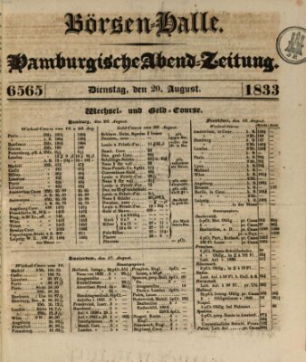 Börsen-Halle Dienstag 20. August 1833