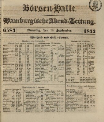 Börsen-Halle Dienstag 10. September 1833