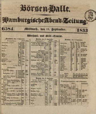 Börsen-Halle Mittwoch 11. September 1833