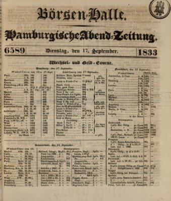 Börsen-Halle Dienstag 17. September 1833