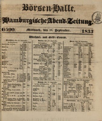 Börsen-Halle Mittwoch 18. September 1833