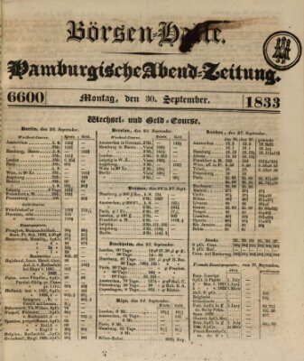 Börsen-Halle Montag 30. September 1833