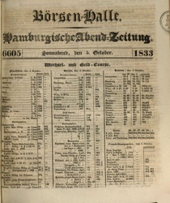Börsen-Halle Samstag 5. Oktober 1833