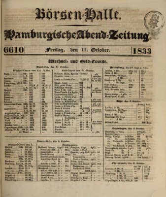 Börsen-Halle Freitag 11. Oktober 1833