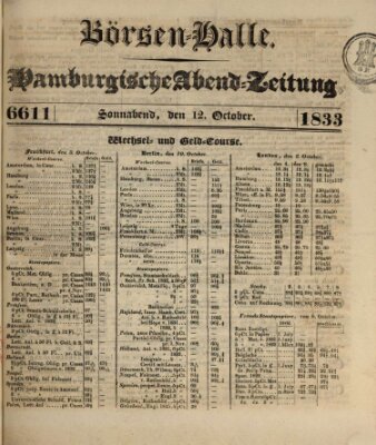 Börsen-Halle Samstag 12. Oktober 1833