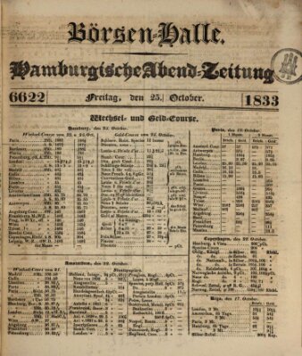 Börsen-Halle Freitag 25. Oktober 1833