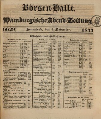 Börsen-Halle Samstag 2. November 1833