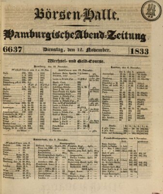 Börsen-Halle Dienstag 12. November 1833