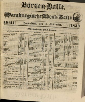 Börsen-Halle Samstag 16. November 1833