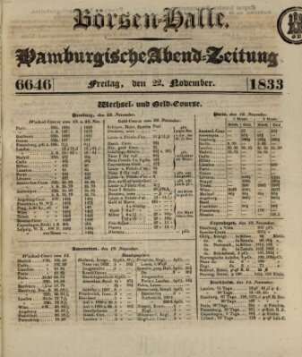 Börsen-Halle Freitag 22. November 1833