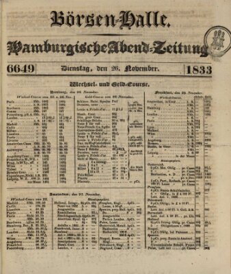 Börsen-Halle Dienstag 26. November 1833