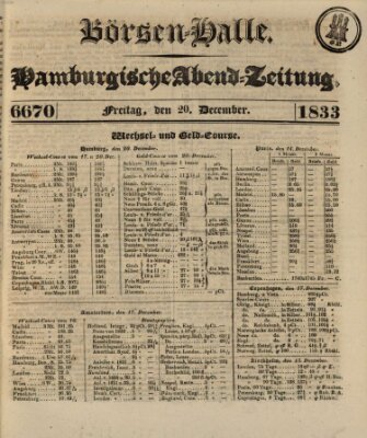 Börsen-Halle Freitag 20. Dezember 1833