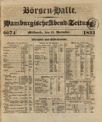 Börsen-Halle Mittwoch 25. Dezember 1833