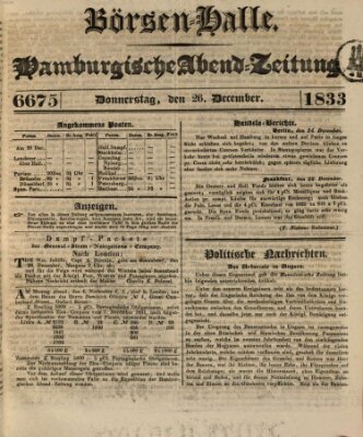 Börsen-Halle Donnerstag 26. Dezember 1833