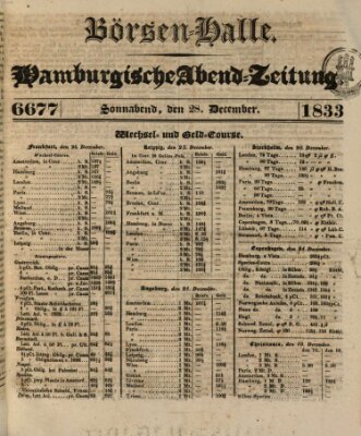 Börsen-Halle Samstag 28. Dezember 1833