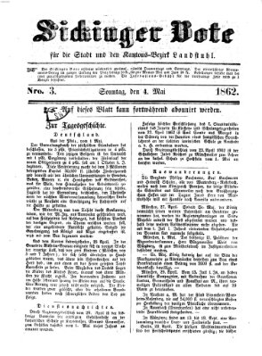 Sickinger Bote Sonntag 4. Mai 1862