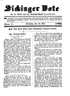 Sickinger Bote Sonntag 18. Mai 1862